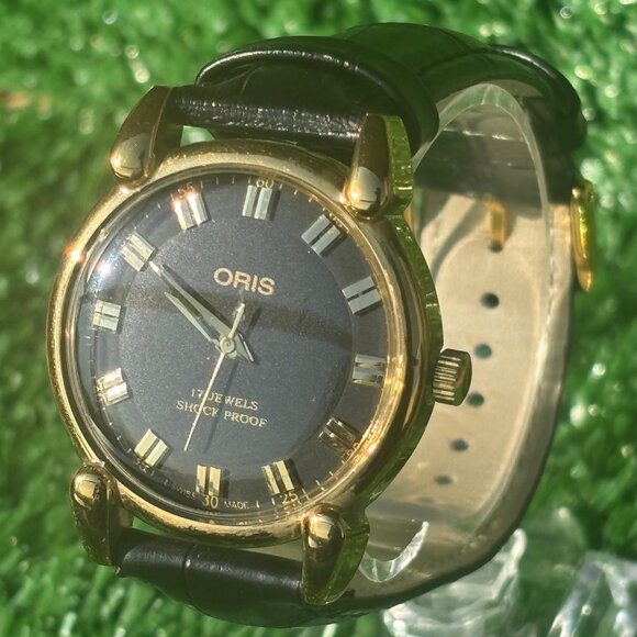 Vintage Oris -  Classic Black Dial Men's Wrist Watch - Swiss Made - 17 Jewels - Picture 1 of 8